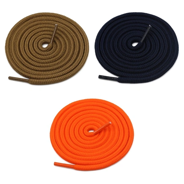 GRAH SANGRAH® 3 Pair (1 Pair Per Single Color) Unisex Shoes Laces For Sport, Running Casual Gym Shoelaces - 120 CM, Light Brown/ Navy / Orange