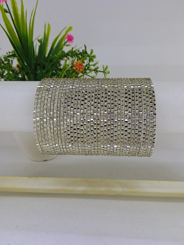 Metal Cream Bangles Set of 36 - 2.6, Mercury