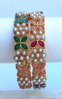 Traditional Multi Kundan Metal Bangles Set. - 2.8