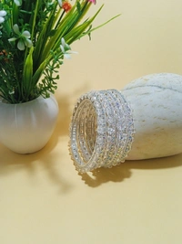 Multi Sparkling Crystal Silver Bangles Set. - 2.2, Silver