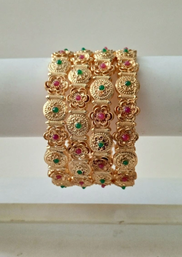 Traditional Rajwadi Bangles Set - Golden, 2.6