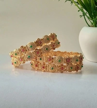 Traditional Rajwadi Bangles Set - Golden, 2.6