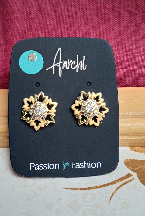 Stud Earrings for Women Matte Gold Polish