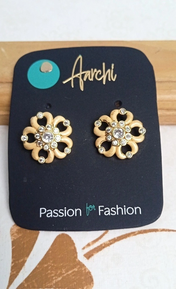Stud Earrings for Women Matte Gold Polish