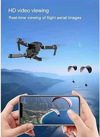 E88 Pro Drone Double Camera ( Single Battery 100%,) - Black, Free Size
