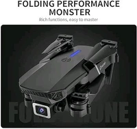 E88 Pro Drone Double Camera ( Single Battery 100%,) - Black, Free Size