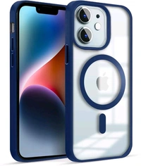 KARWAN®️ Hybrid Transparent iPhone 12 Back Cover Case Compatibe with MagSafe | Shockproof Design |Camera Protection Bump | Transparent Back Cover Case for iPhone 12(PC, TPU | Blue Bumper) - White, 12pro Max