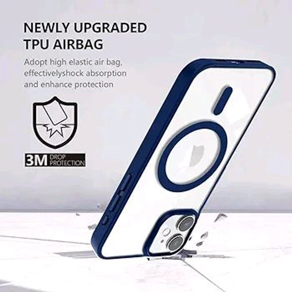 KARWAN®️ Hybrid Transparent iPhone 12 Back Cover Case Compatibe with MagSafe | Shockproof Design |Camera Protection Bump | Transparent Back Cover Case for iPhone 12(PC, TPU | Blue Bumper) - Black, Max