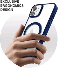 KARWAN®️ Hybrid Transparent iPhone 12 Back Cover Case Compatibe with MagSafe | Shockproof Design |Camera Protection Bump | Transparent Back Cover Case for iPhone 12(PC, TPU | Blue Bumper) - Black, Max