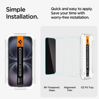 For iPhone 15 / iphone 16 - Spigen EZ Fit Privacy Tempered Glass With Installation Tray