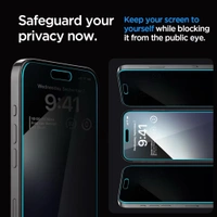 For iPhone 15 Pro - Spigen EZ Fit Privacy Tempered Glass With Installation Tray