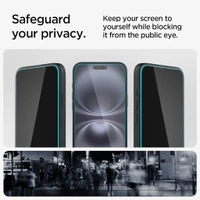 For iPhone 15 Plus / 16 Plus - Spigen EZ Fit Privacy Tempered Glass With Installation Tray