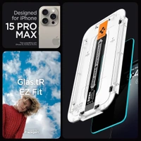 For iPhone 15 Pro Max - Spigen EZ Fit Privacy Tempered Glass With Installation Tray