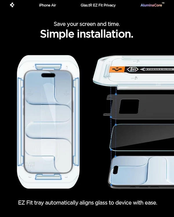 For iPhone Air - Spigen EZ Fit Privacy Tempered Glass With Installation Tray
