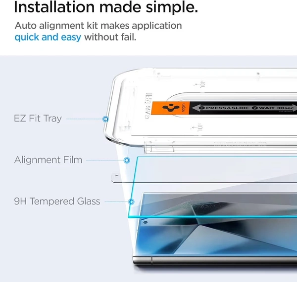 For Samsung S24 Ultra- Spigen EZ Fit Tempered Glass With Installation Tray