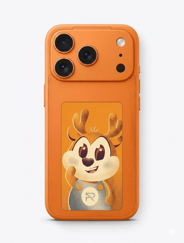 For iPhone 17 Pro NFC E-ink photo changing case | upload photo on the case directly from the phone - Orange