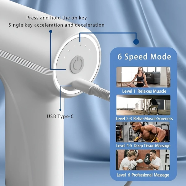 Powerful Massage Gun With 6 Speed Modes And 4 Interchangeable Heads