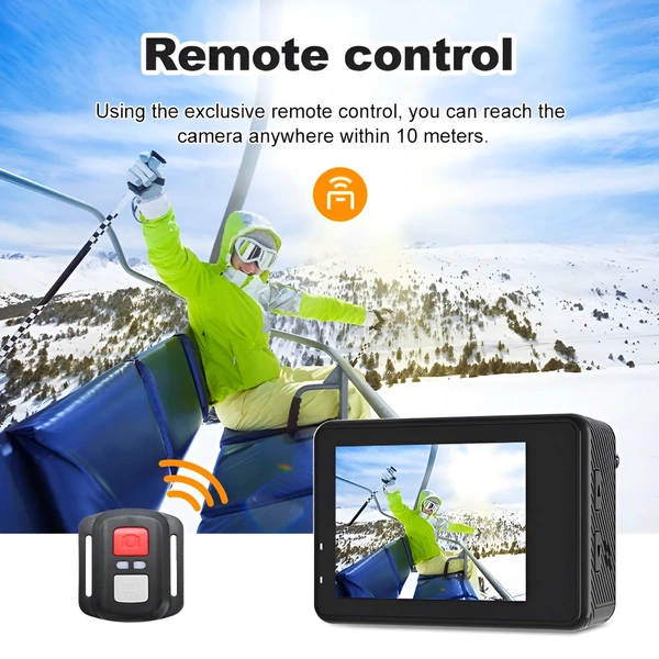 5K Action Camera With 50MP Sensor And Dual Screen, WiFi + Remote Control + Touch Control