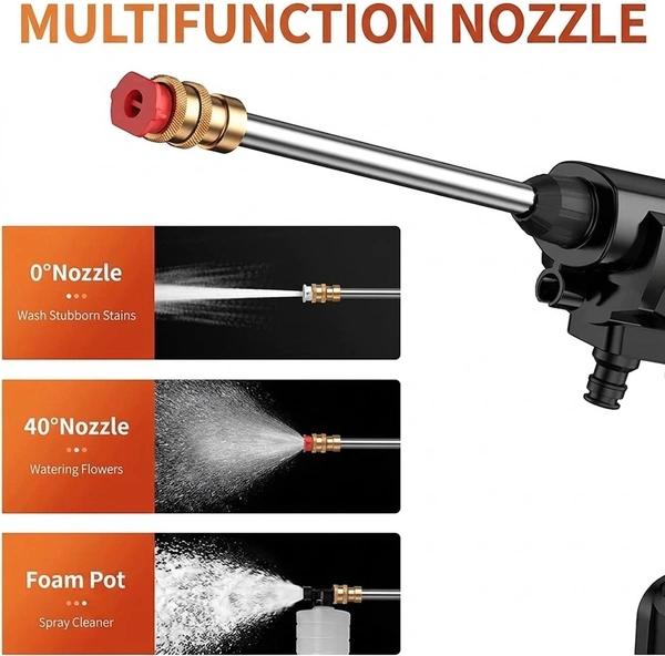 48Vh High Pressure Washer Gun | Portable, Cordless, Easy Rechargeable With Dual Battery