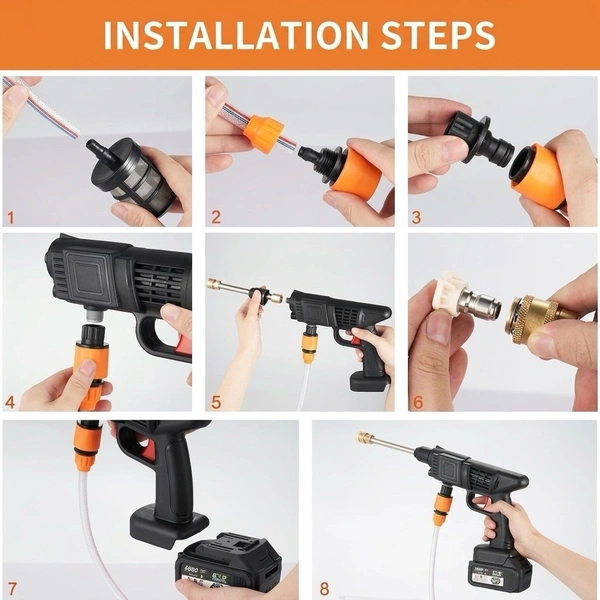 48Vh High Pressure Washer Gun | Portable, Cordless, Easy Rechargeable With Dual Battery