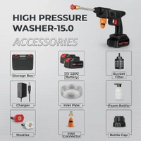 48Vh High Pressure Washer Gun | Portable, Cordless, Easy Rechargeable With Dual Battery