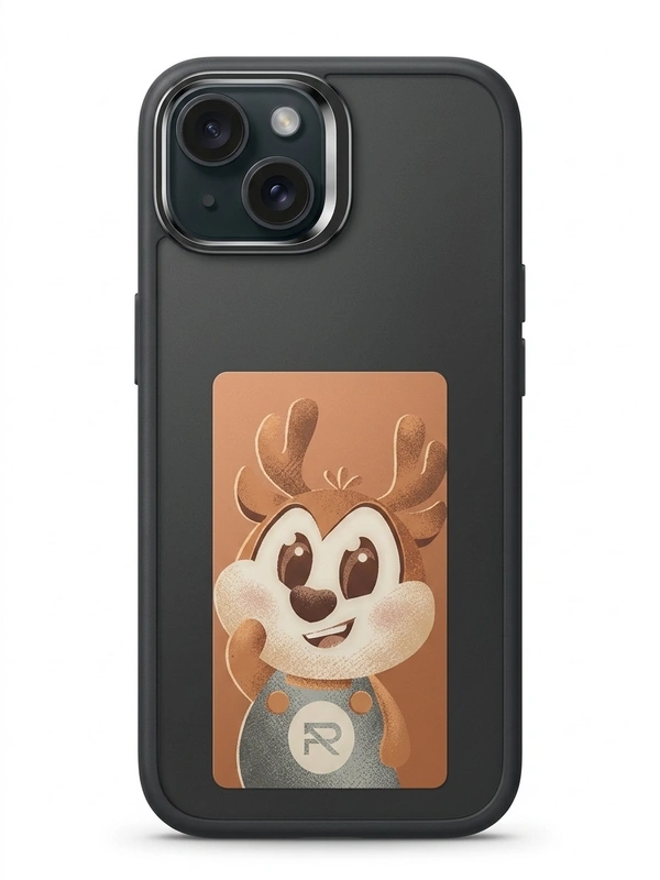 For iPhone 15 NFC E-ink photo changing case | upload photo on the case directly from the phone - Black