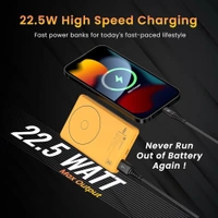 Portronics Luxcell Wireless Mini 10k 10000mAh 15W Magnetic Wireless Fast Charging Nano Power Bank with 22.5 Wired Output