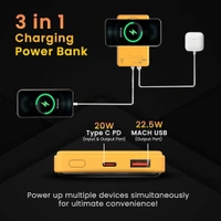 Portronics Luxcell Wireless Mini 10k 10000mAh 15W Magnetic Wireless Fast Charging Nano Power Bank with 22.5 Wired Output