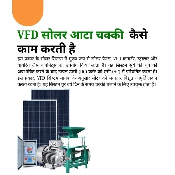 Affordable 10 HP-20 HP सोलर आटा चक्की 20 HP से 30 HP (क्रॉम्पटन मोटर एवं VFD) – उषा, INA, नेक्स्ट ब्रेयो, गौतम या अन्य ब्रांड के सोलर पैनल के साथ - 18 इंच, 18 किलोवाट