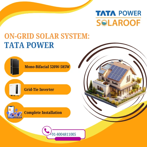 Tata Power Solar Mon-Bifacial DCR On-Grid Solar Rooftop System | PM Suryaghar Scheme | Home Installation Included - 4 K-Watt, Single, Mono-Bifacial