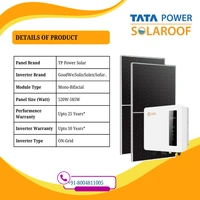 Tata Power Solar Mon-Bifacial DCR On-Grid Solar Rooftop System | PM Suryaghar Scheme | Home Installation Included - 4 K-Watt, Single, Mono-Bifacial