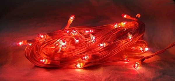 RED Rice Bulb Lights for Home Decoration Indoor Outdoor, 10 Metre - 10 Metre, Red