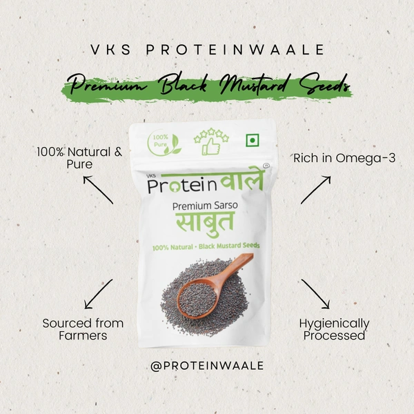 ProteinWaale Premium Black Mustard Seeds (काली सरसों) - 50 grams