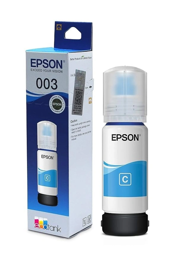 EPSON 003 Colour Ink Bottle 65ml - 4 Pcs, Cyan