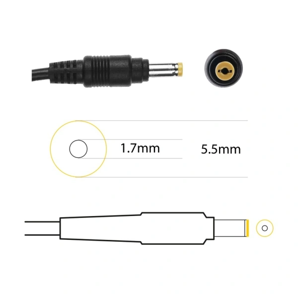 LAPTOP ADAPTER for ACER YELLOW PIN 65W Compatible - TECHIE, 65W, Yellow PIN (5.5mm x 1.7mm)