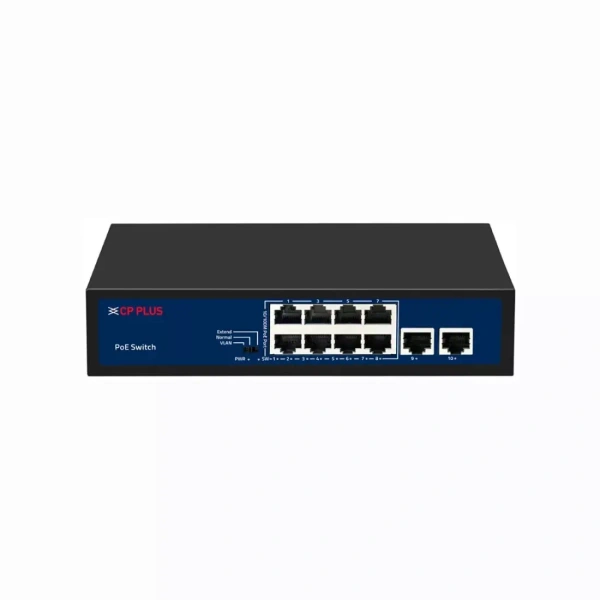 CP-Plus Poe Switch 8 Port (8 FE + 2 FE Port) - 8 FE + 2 FE Port, CPPLUS