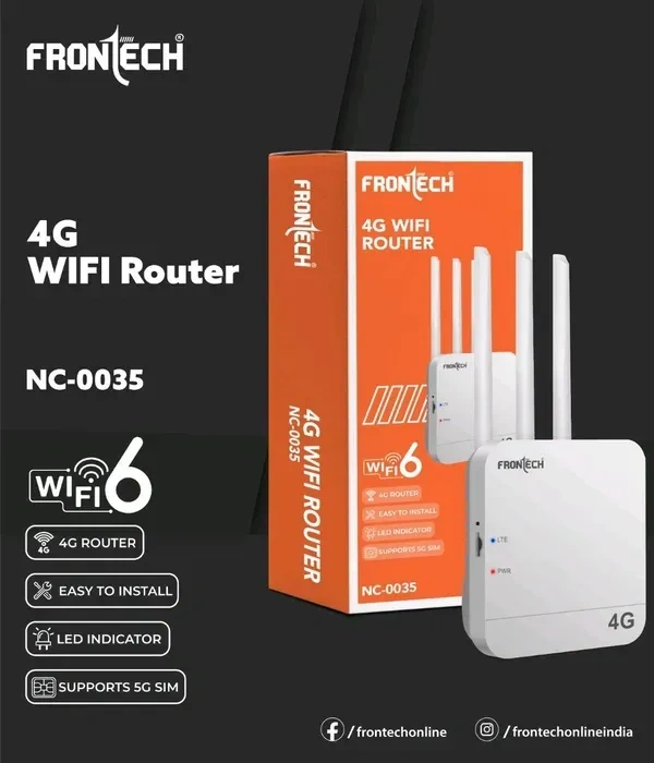 FRONTECH ROUTER 5G/4G Sim Compatible Connect with DVR/NVR/WiFi Camera - 3 Antenna, FRONTECH