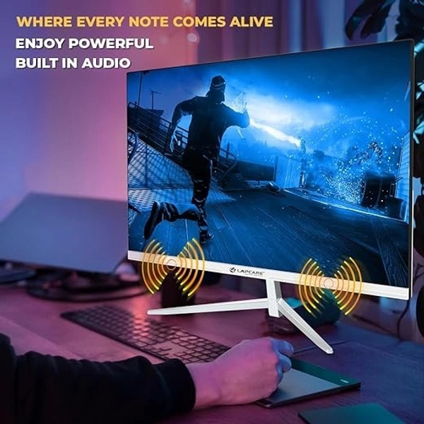 LAPCARE Gaming LED Monitor LM22WHD-SP - 22" (54.61CM) With In-Built Speaker, FHD Display|Refresh Rate 60Hz|1920 X 1080| 16:9 Aspect Ratio, Response 5ms |Metal Stand & VGA+ HDMI Ports (3 Year Warranty) - LM22WHD-SP, LAPCARE, 22 inch