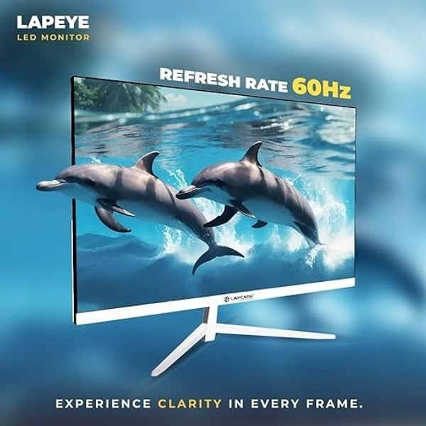 LAPCARE Gaming LED Monitor LM22WHD-SP - 22" (54.61CM) With In-Built Speaker, FHD Display|Refresh Rate 60Hz|1920 X 1080| 16:9 Aspect Ratio, Response 5ms |Metal Stand & VGA+ HDMI Ports (3 Year Warranty) - LM22WHD-SP, LAPCARE, 22 inch