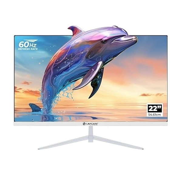 LAPCARE Gaming LED Monitor LM22WHD-SP - 22" (54.61CM) With In-Built Speaker, FHD Display|Refresh Rate 60Hz|1920 X 1080| 16:9 Aspect Ratio, Response 5ms |Metal Stand & VGA+ HDMI Ports (3 Year Warranty) - LM22WHD-SP, LAPCARE, 22 inch
