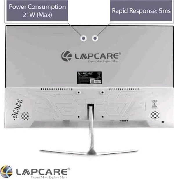 LAPCARE LAPEYE LED Monitor LM24WHD - 24" (60.45CM) with FHD Display| 1920 X 1080| Flick Free & 75hz, 16:9 Aspect Ratio, Response 5ms | Frameless Body| Metal Stand & VGA+ HDMI Ports (3 Year Warranty) - LAPCARE, 24 inch