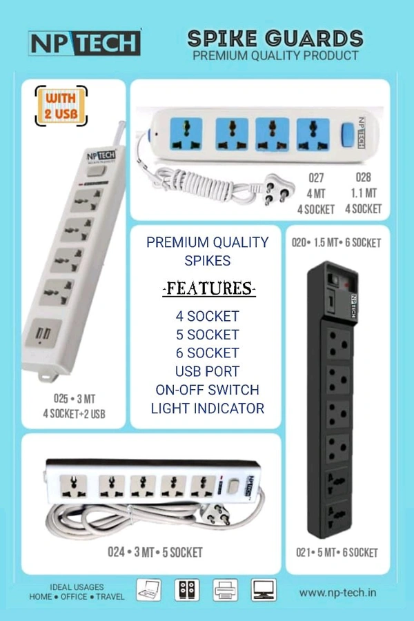 NPTECH PREMIUM SPIKE GUARD 4 SOCKET - 028 (1.5 YARD)