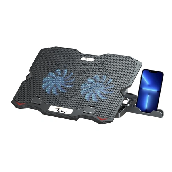Techie 2 Fan Laptop Cooling Pad With Mobile Stand - TCP-IIM, Techie