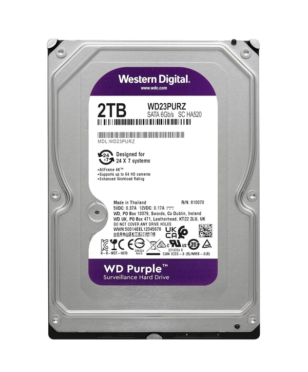 WD SURVEILLANCE HARD DISK - 2TB, PURPLE