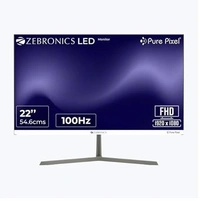 ZEBRONICS 22” (54.6 cm) Bezel-Less LED Monitor, 100Hz Refresh Rate, FHD Display, HDMI, VGA, FHD 1920x1080, 250nits, 16:9 Aspect Ratio, Anti-Glare Screen - ZEBRONICS, 22 inch