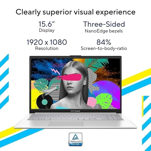 ASUS Vivobook 15, Intel Core i3-N305 (Intel UHD iGPU/8GB RAM/512GB SSD/FHD/15.6"/Windows 11//Office Home 2024/Cool Silver/Bag - Silver, Intel Core i3, 12th