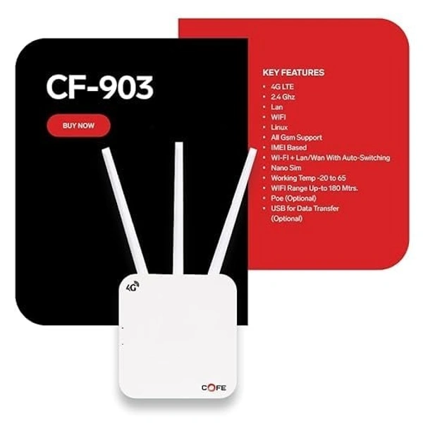 ROUTER 5G/4G Sim Compatible Connect with DVR/NVR/WiFi Camera - 3 Antenna, COFE