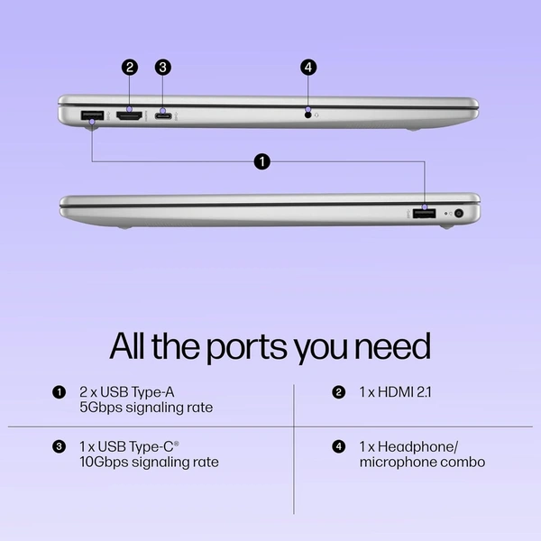 HP Laptop 15s-fd0624TU -13th Gen Intel Core i3, 8GB, 512GB SSD, Windows 11+MSO With Bag - Silver, Intel Core i3, 13th