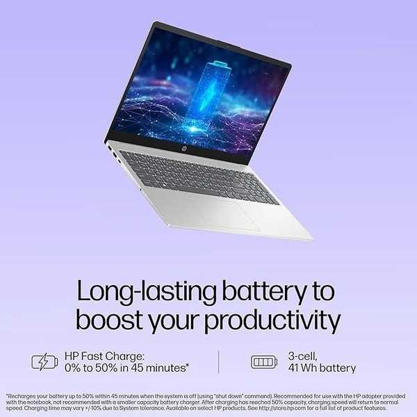 HP Laptop 15s-fd0624TU -13th Gen Intel Core i3, 8GB, 512GB SSD, Windows 11+MSO With Bag - Silver, Intel Core i3, 13th