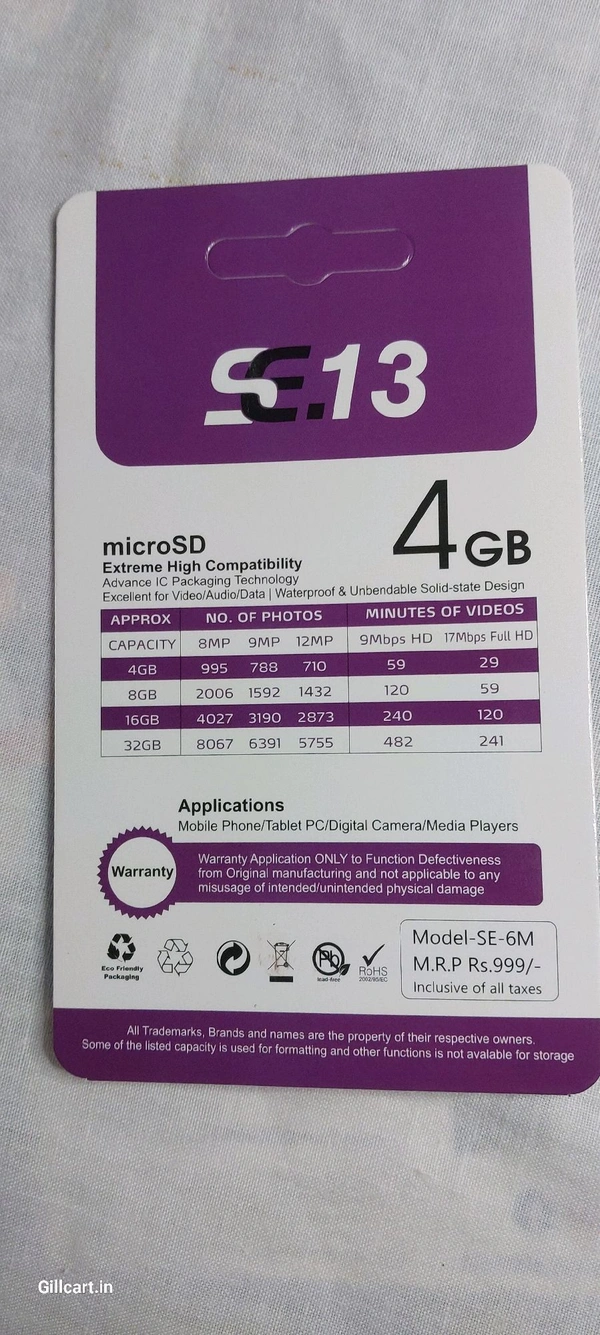 SE13 4GB SD card